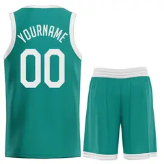 Classic Teal White Basketball Team Uniform Jersey 2