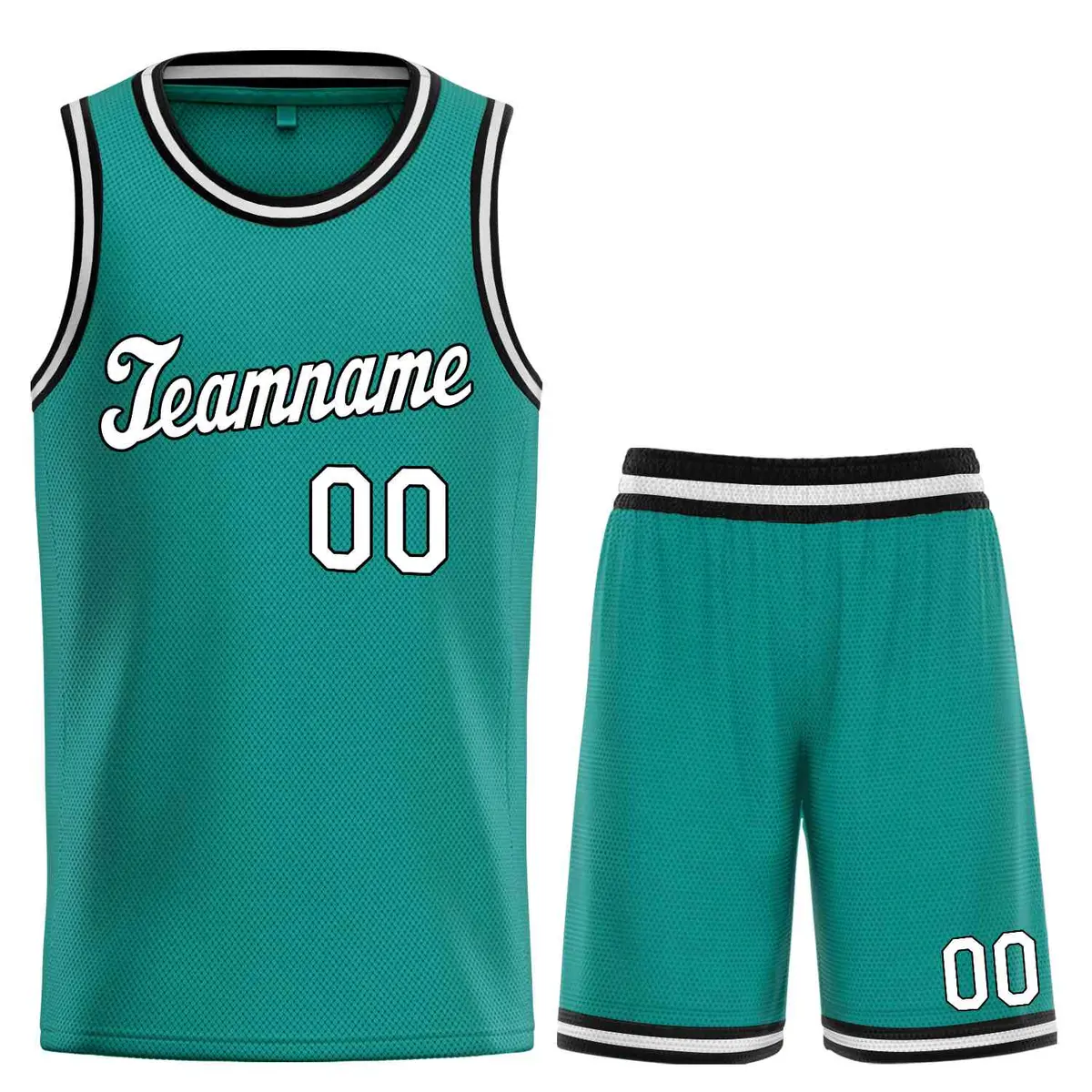 Classic Teal White-Black Basketball Team Uniform Jersey