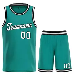 Classic Teal White-Black Basketball Team Uniform Jersey