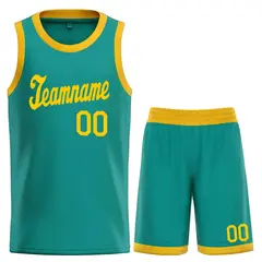 Classic Teal Yellow Basketball Team Uniform Jersey