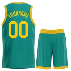 Classic Teal Yellow Basketball Team Uniform Jersey 2