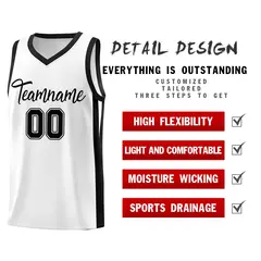 Classic White Black Basketball Jersey 4