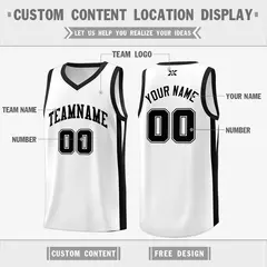 Classic White Black Basketball Team Uniform Jersey 2