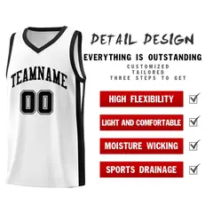 Classic White Black Basketball Team Uniform Jersey 4