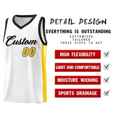Classic White Black Outdoor Basketball Jersey 4