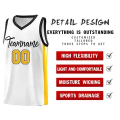 Classic White Black Outdoor Basketball Jersey 4
