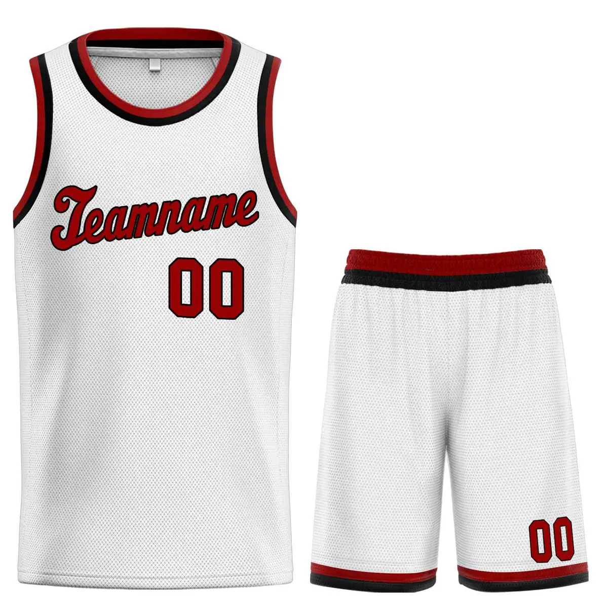 Classic White Maroon-Black Basketball Uniform Jersey