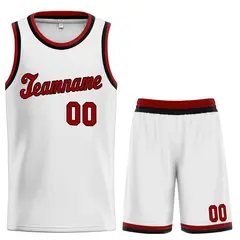 Classic White Maroon-Black Basketball Uniform Jersey
