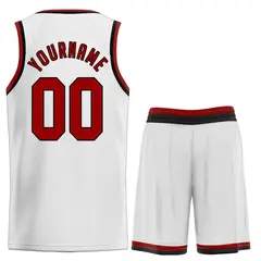 Classic White Maroon-Black Basketball Uniform Jersey 2