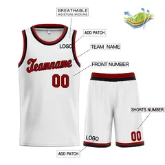 Classic White Maroon-Black Basketball Uniform Jersey 3