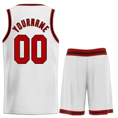 Classic White Maroon-Black Basketball Uniform Jersey 2