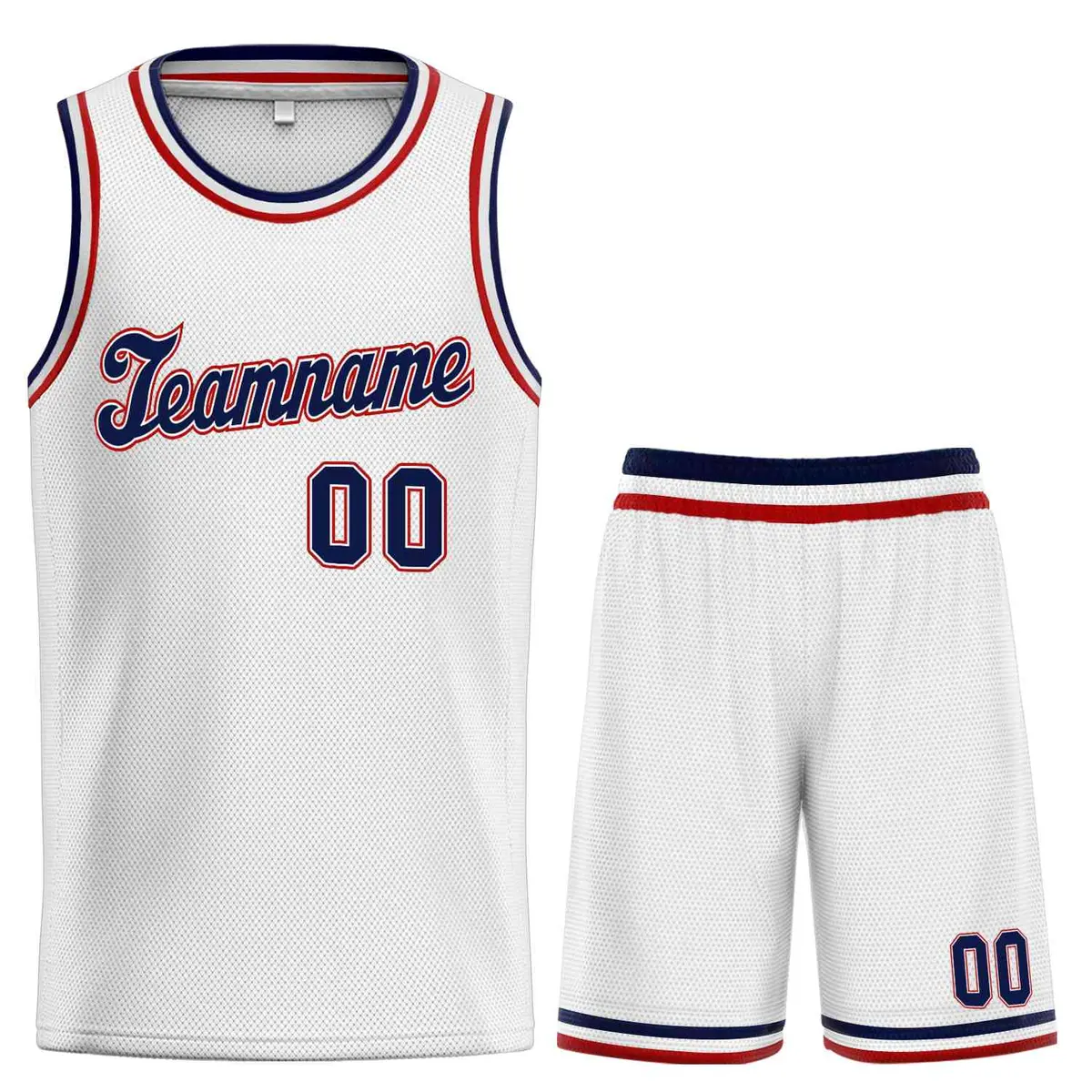Classic White Navy-Red Basketball Uniform Jersey