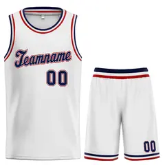 Classic White Navy-Red Basketball Uniform Jersey 1
