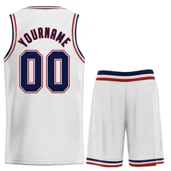 Classic White Navy-Red Basketball Uniform Jersey 2