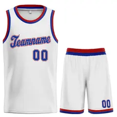 Classic White Royal-Red Basketball Uniform Jersey