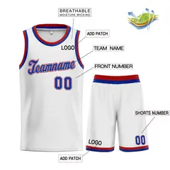 Classic White Royal-Red Basketball Uniform Jersey 3