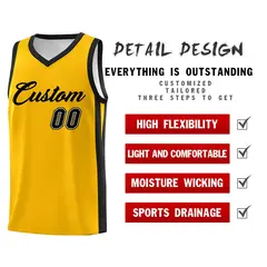 Classic Yellow Black Outdoor Basketball Jersey 4