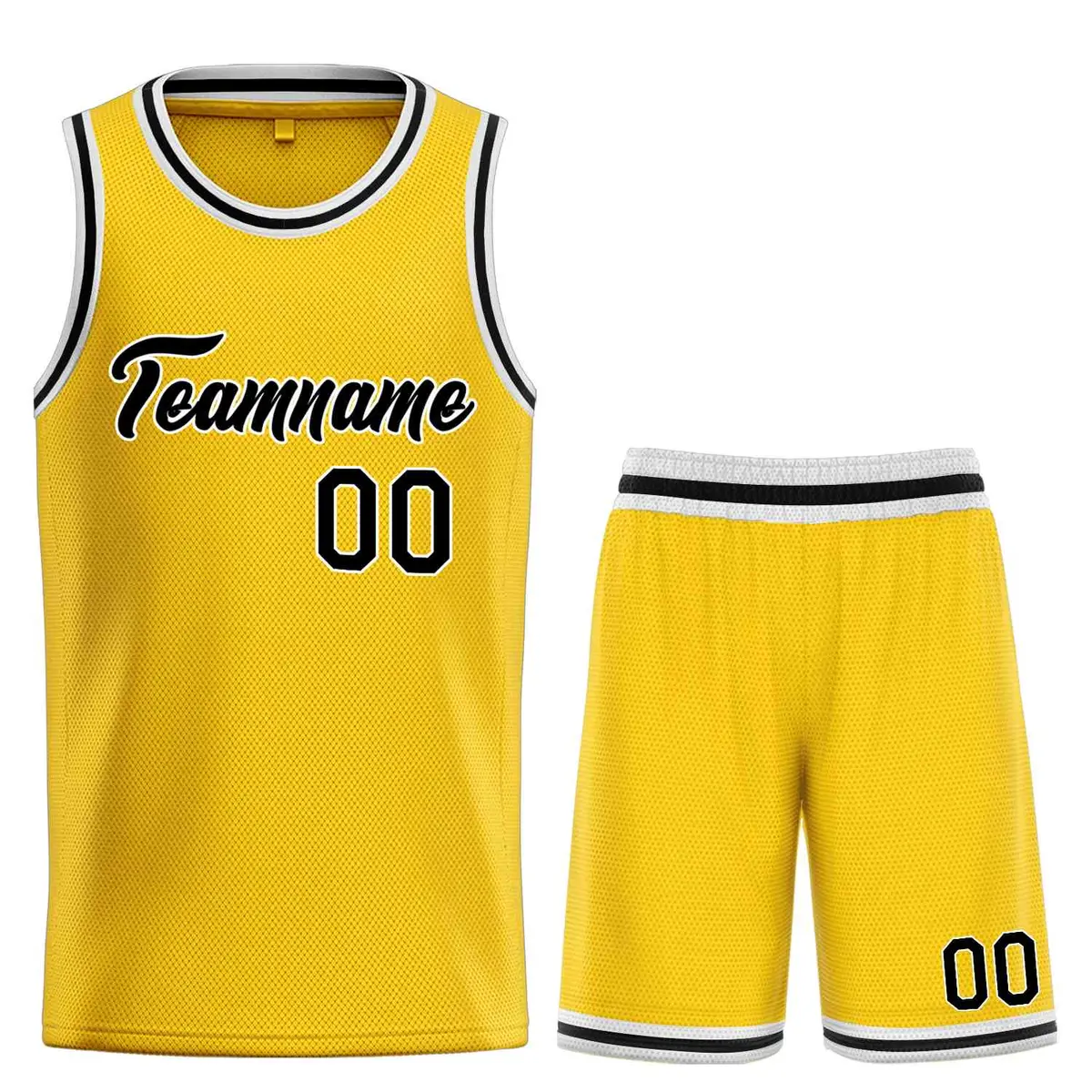 Classic Yellow Black-White Heal Sports Basketball Jersey Set