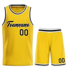 Classic Yellow Black-White Heal Sports Basketball Jersey Set