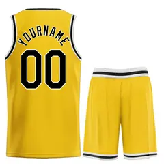 Classic Yellow Black-White Heal Sports Basketball Jersey Set 2