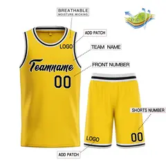 Classic Yellow Black-White Heal Sports Basketball Jersey Set 3