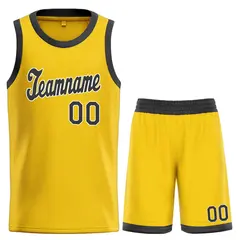 Classic Yellow Brown-White Team Basketball Jersey