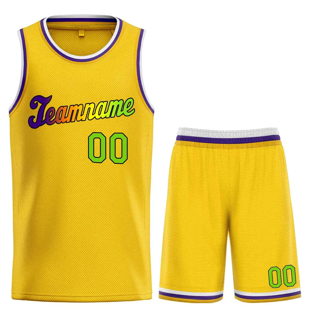 Classic Yellow Green-Black Team Basketball Jersey