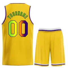 Classic Yellow Green-Black Team Basketball Jersey 2