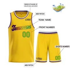 Classic Yellow Green-Black Team Basketball Jersey 3