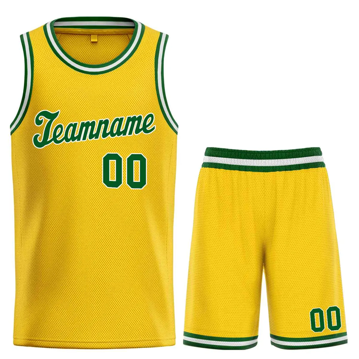 Classic Yellow Green-White Team Basketball Jersey