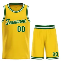 Classic Yellow Green-White Team Basketball Jersey