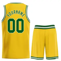 Classic Yellow Green-White Team Basketball Jersey 2