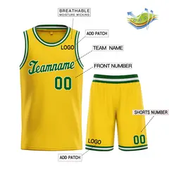 Classic Yellow Green-White Team Basketball Jersey 3