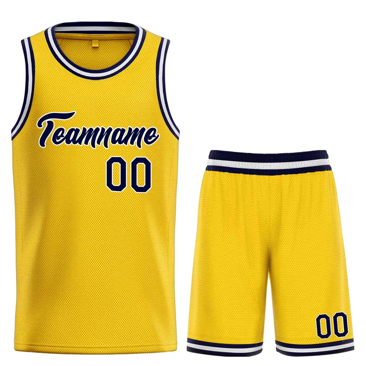 Classic Yellow Navy-White Heal Sports Basketball Jersey Set