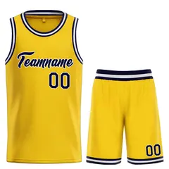 Classic Yellow Navy-White Heal Sports Basketball Jersey Set