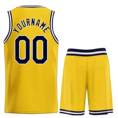 Classic Yellow Navy-White Heal Sports Basketball Jersey Set 2