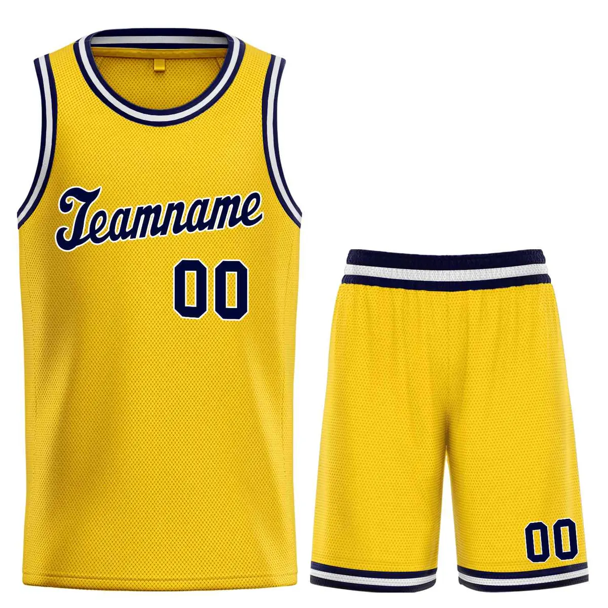 Classic Yellow Navy-White Team Basketball Jersey