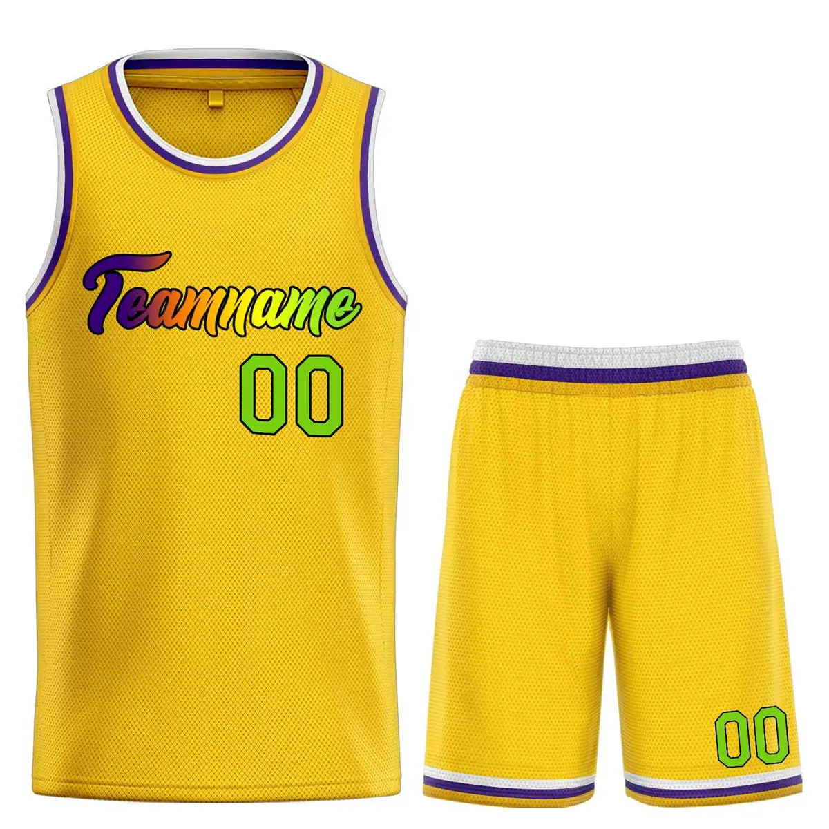 Classic Yellow Purple-Black Heal Basketball Jersey Set
