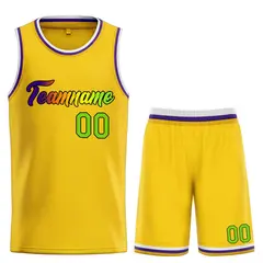 Classic Yellow Purple-Black Heal Basketball Jersey Set 1