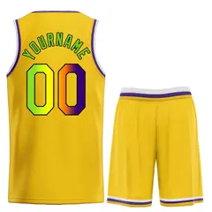 Classic Yellow Purple-Black Heal Basketball Jersey Set 2