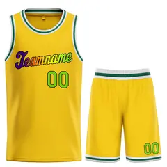 Classic Yellow Purple-Black Team Basketball Jersey 1