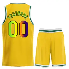 Classic Yellow Purple-Black Team Basketball Jersey 2