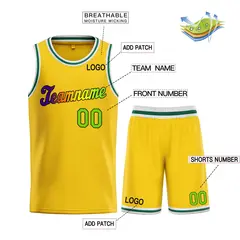 Classic Yellow Purple-Black Team Basketball Jersey 3