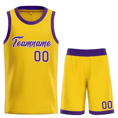 Classic Yellow Purple-White Heal Basketball Jersey Set