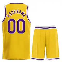 Classic Yellow Purple-White Heal Basketball Jersey Set 2