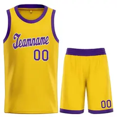 Classic Yellow Purple-White Team Basketball Jersey