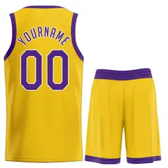 Classic Yellow Purple-White Team Basketball Jersey 2