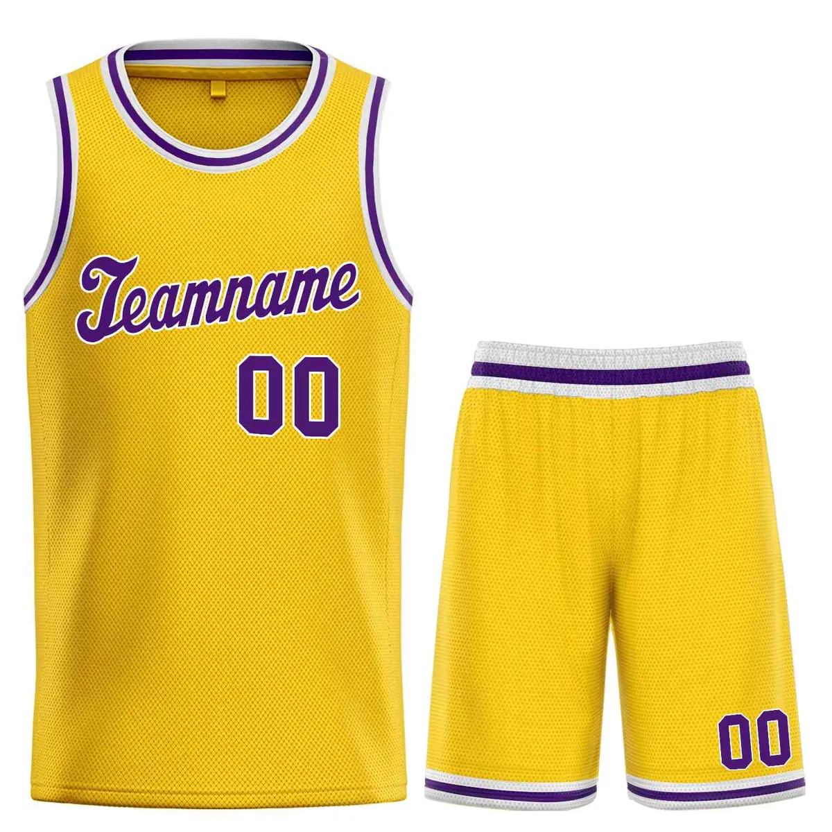 Classic Yellow Purple-White Team Basketball Jersey