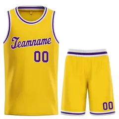Classic Yellow Purple-White Team Basketball Jersey