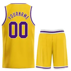 Classic Yellow Purple-White Team Basketball Jersey 2